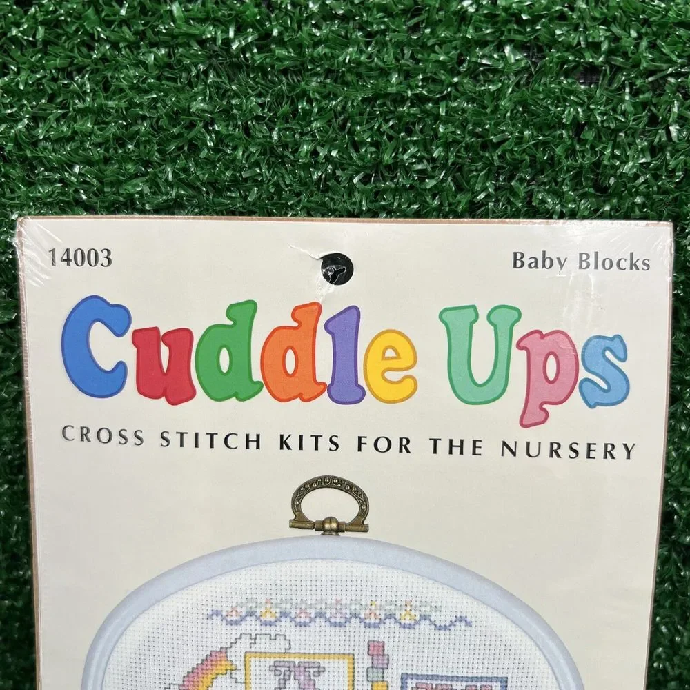 Cuddle Ups Cross Stitch Kit For the Nursery Baby Blocks Include WhiteFrame 14003